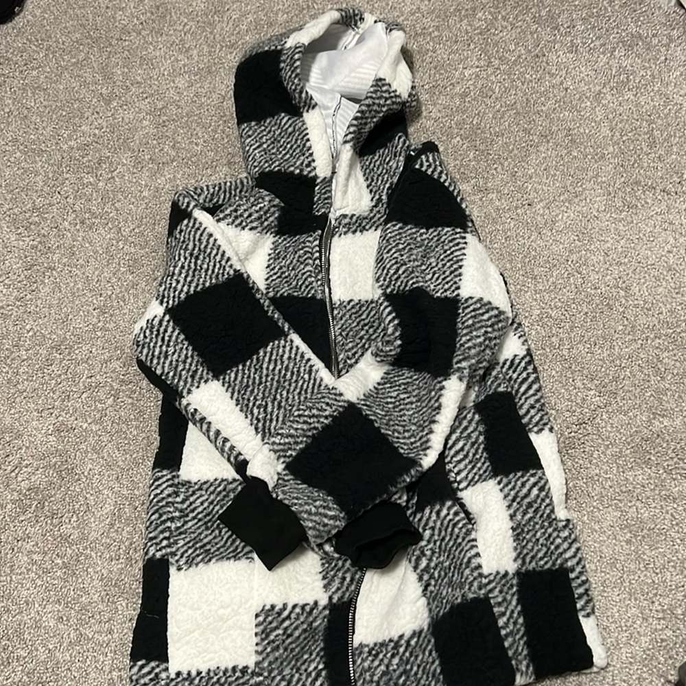 Buffalo pattern fleece zip hoodie